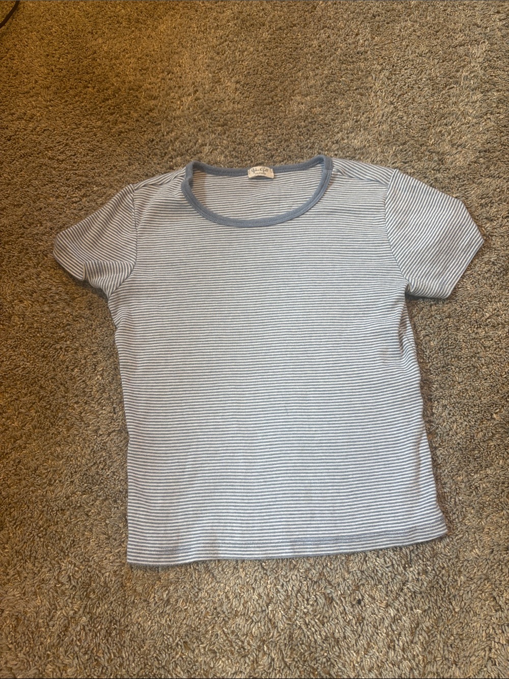 PacSun Women's Light Blue & White Striped Short Sleeve Tee